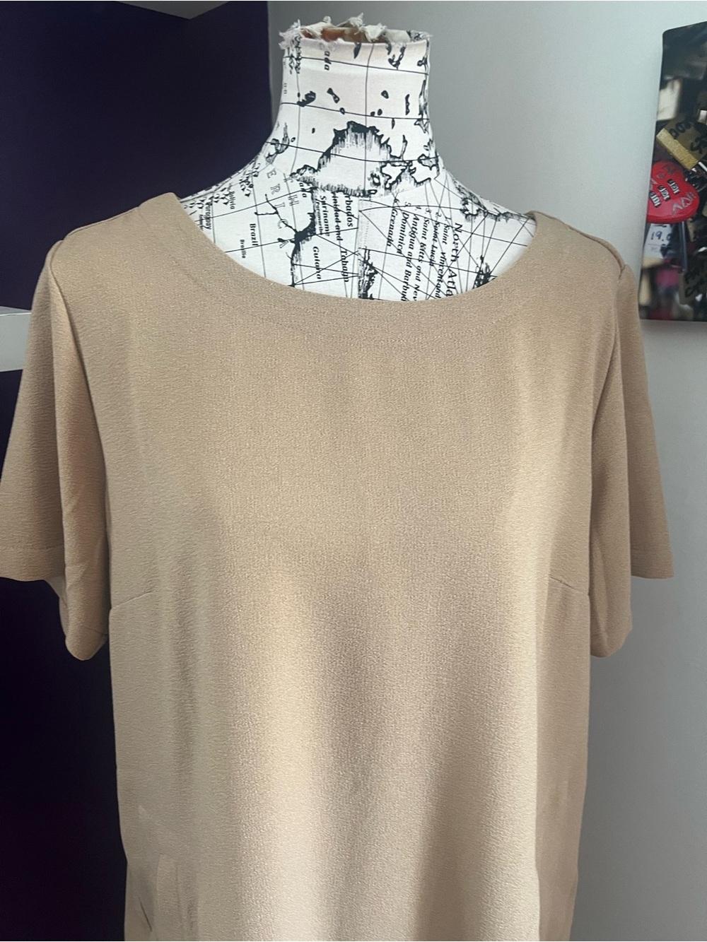 Linea by Louis Dell'Olio Short-Sleeve Midi Dress in Beige - Picture 2 of 8